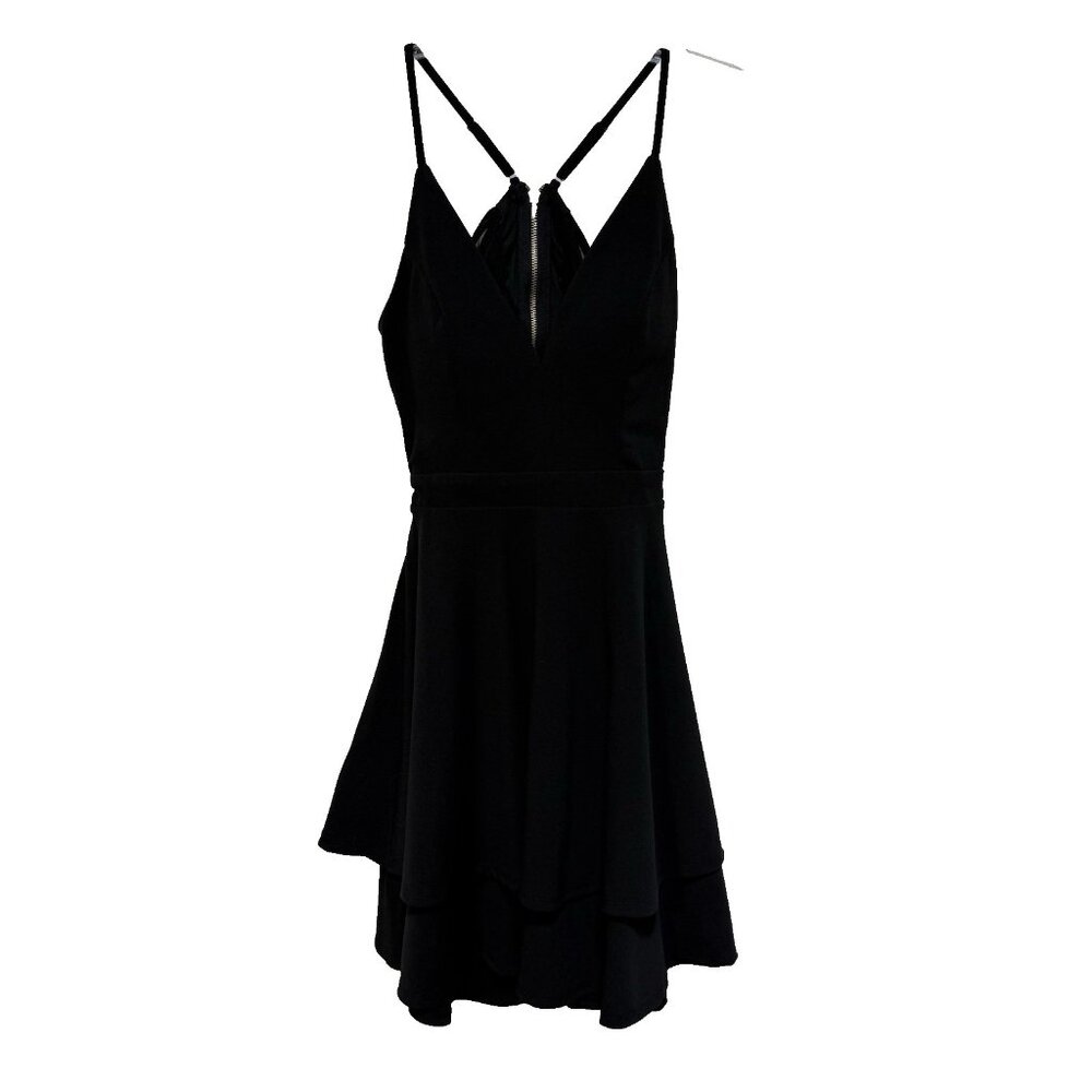 Hone and Rosie Cocktail Dress Medium Short Whimsygoth Black Mesh Back Tiered